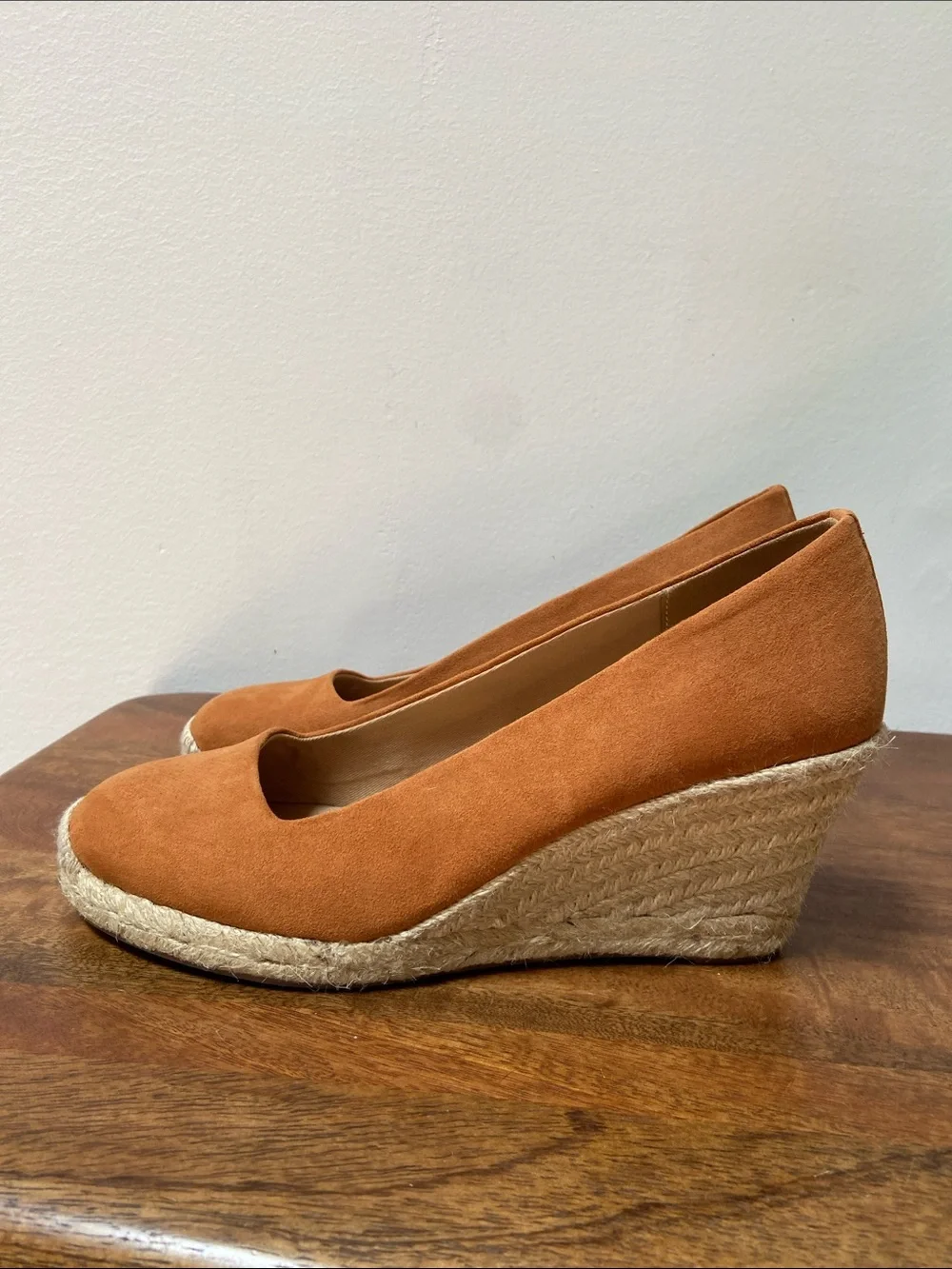 J. Crew Seville Suede Espadrille Wedge Pumps - Cognac Brown